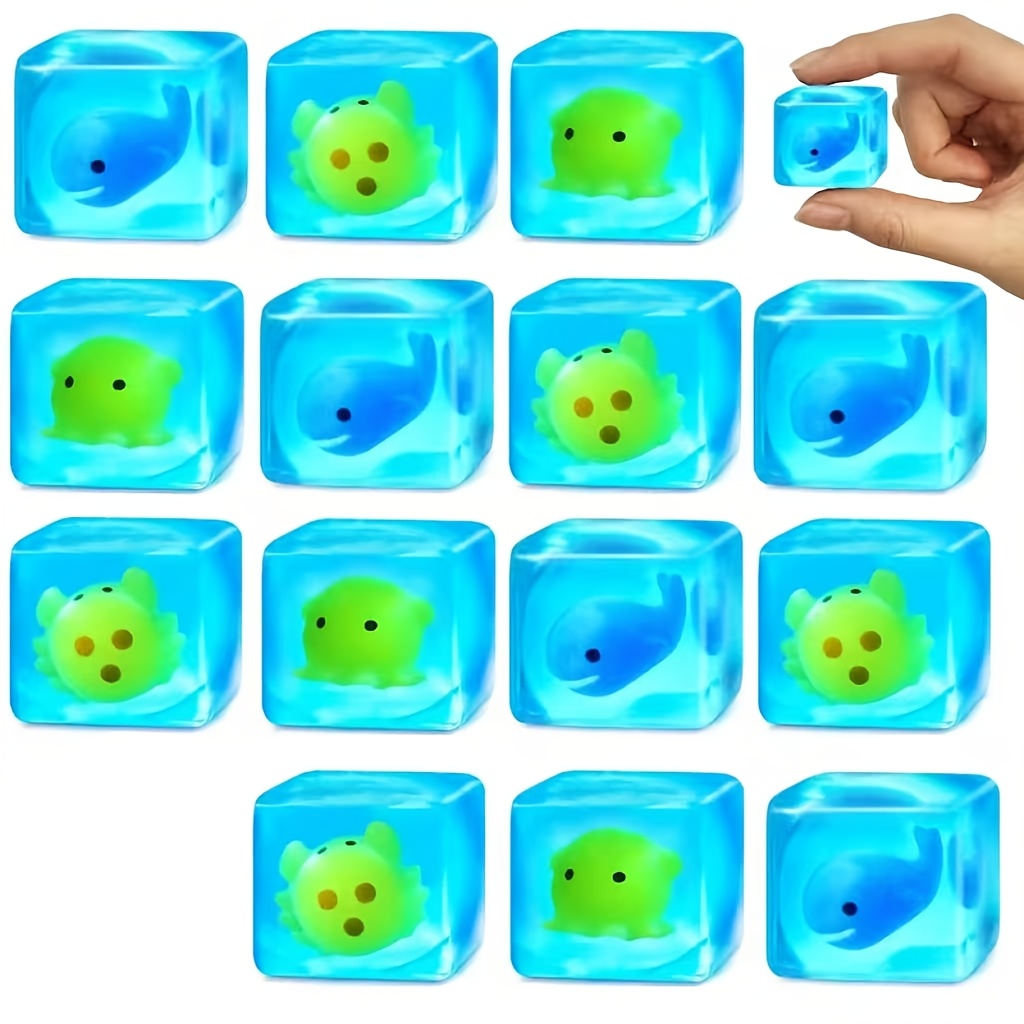 Ocean-themed Squishy Cube Toy, Portable Fidget